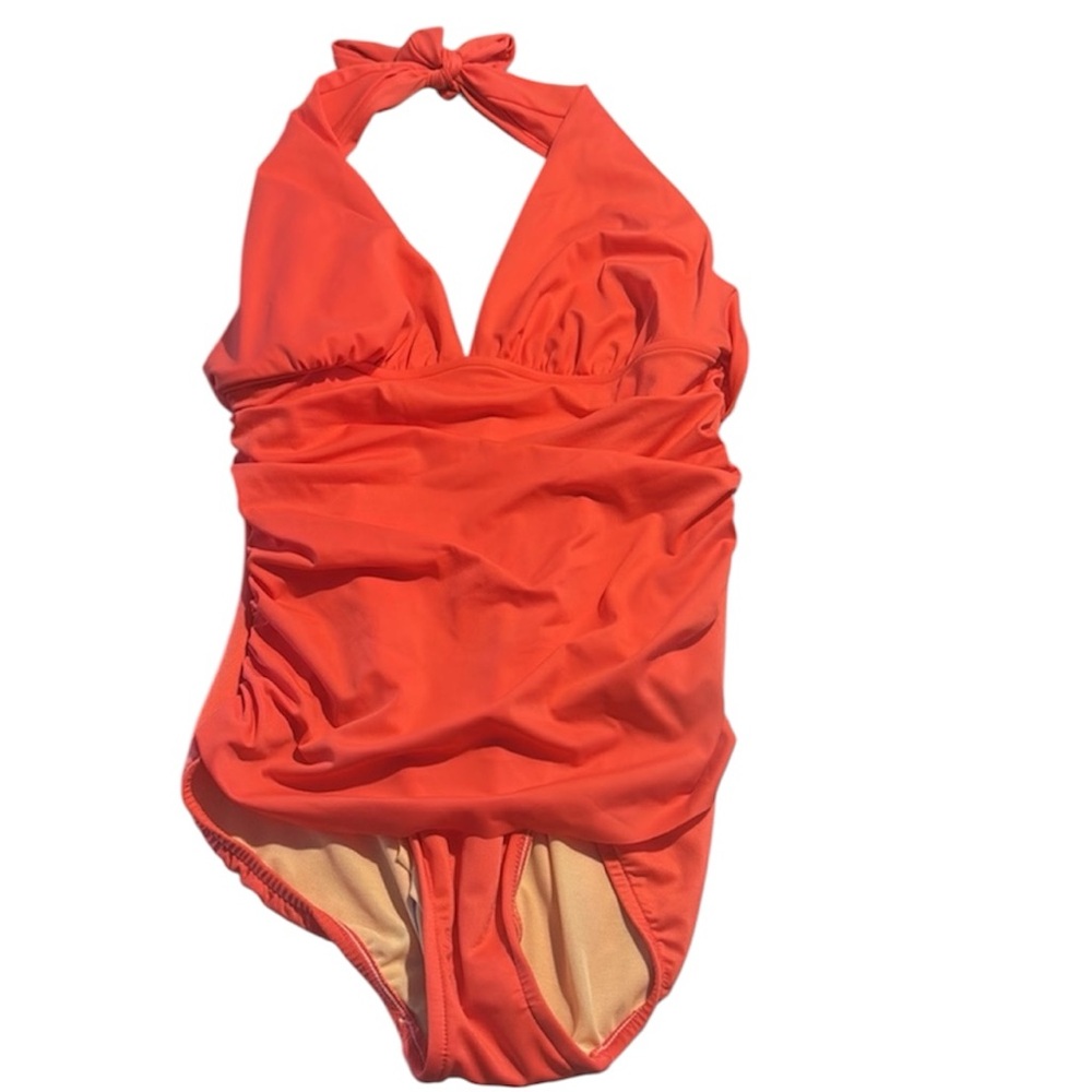 Magicsuit Pink Halter One Piece Swimsuit with Ruching Size 14